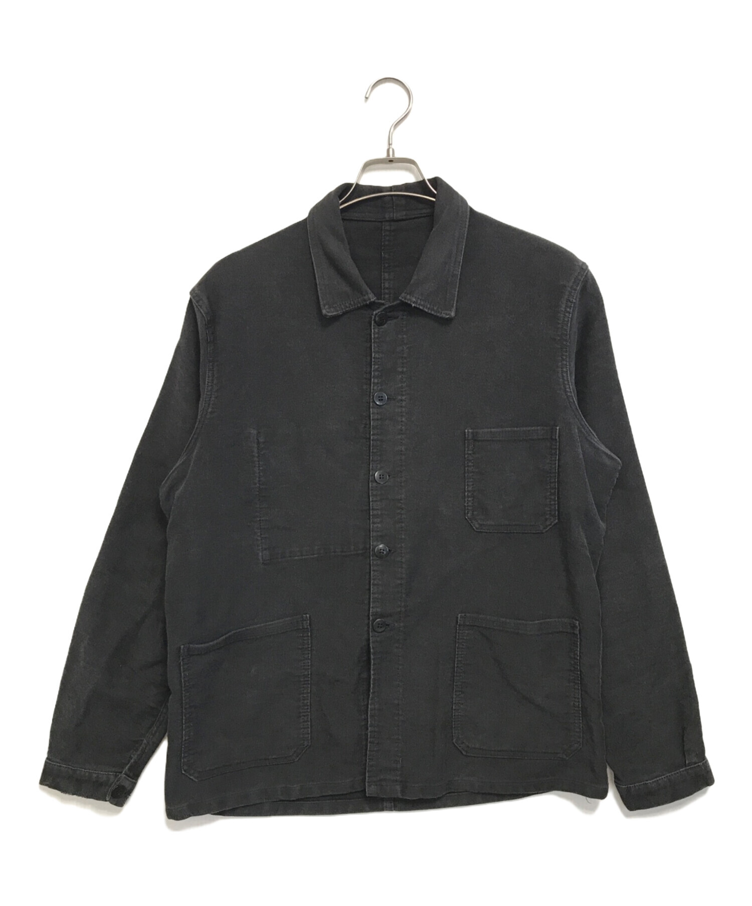 50s ブラックモールスキン ヴィンテージ ワークジャケット 黒 ビンテージブラックモールスキンフレンチワークジャケット［Dead Stock