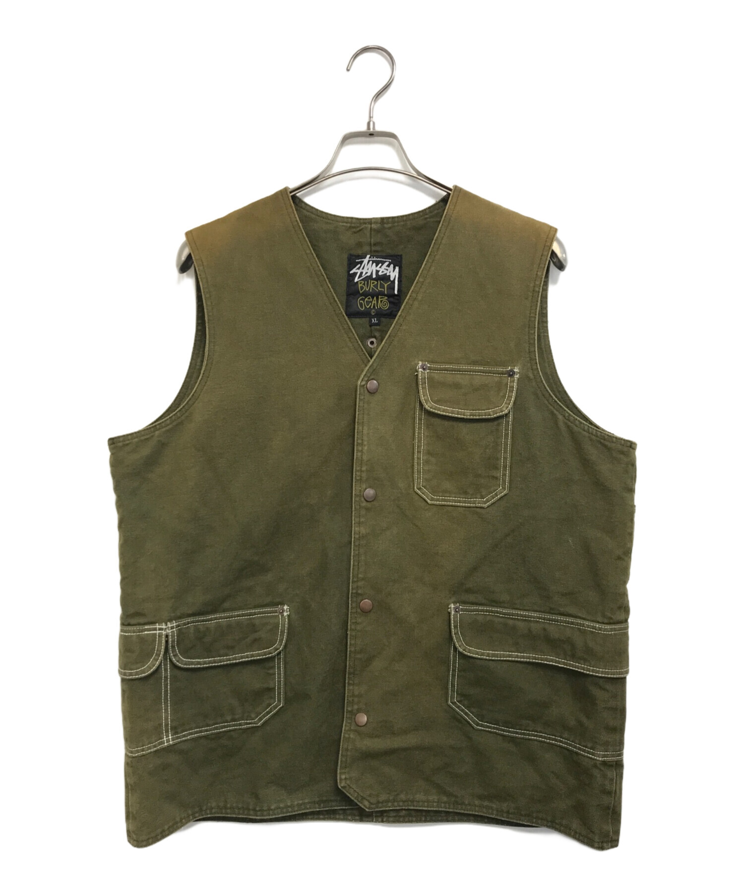 Stussy Burly gear ベスト 中古・古着通販】stussy (ステューシー) ダックベスト オリーブ サイズ