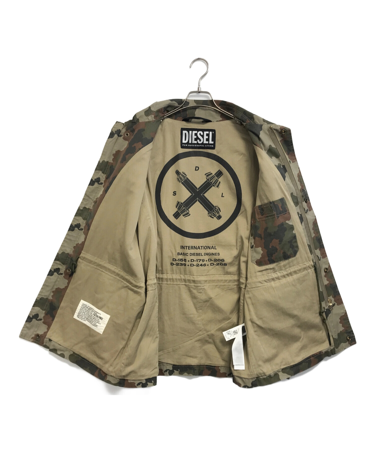 新品 DIESEL オリーブ ミリタリージャケット Lサイズ 中古・古着通販】DIESEL (ディーゼル) カモフラミリタリージャケット