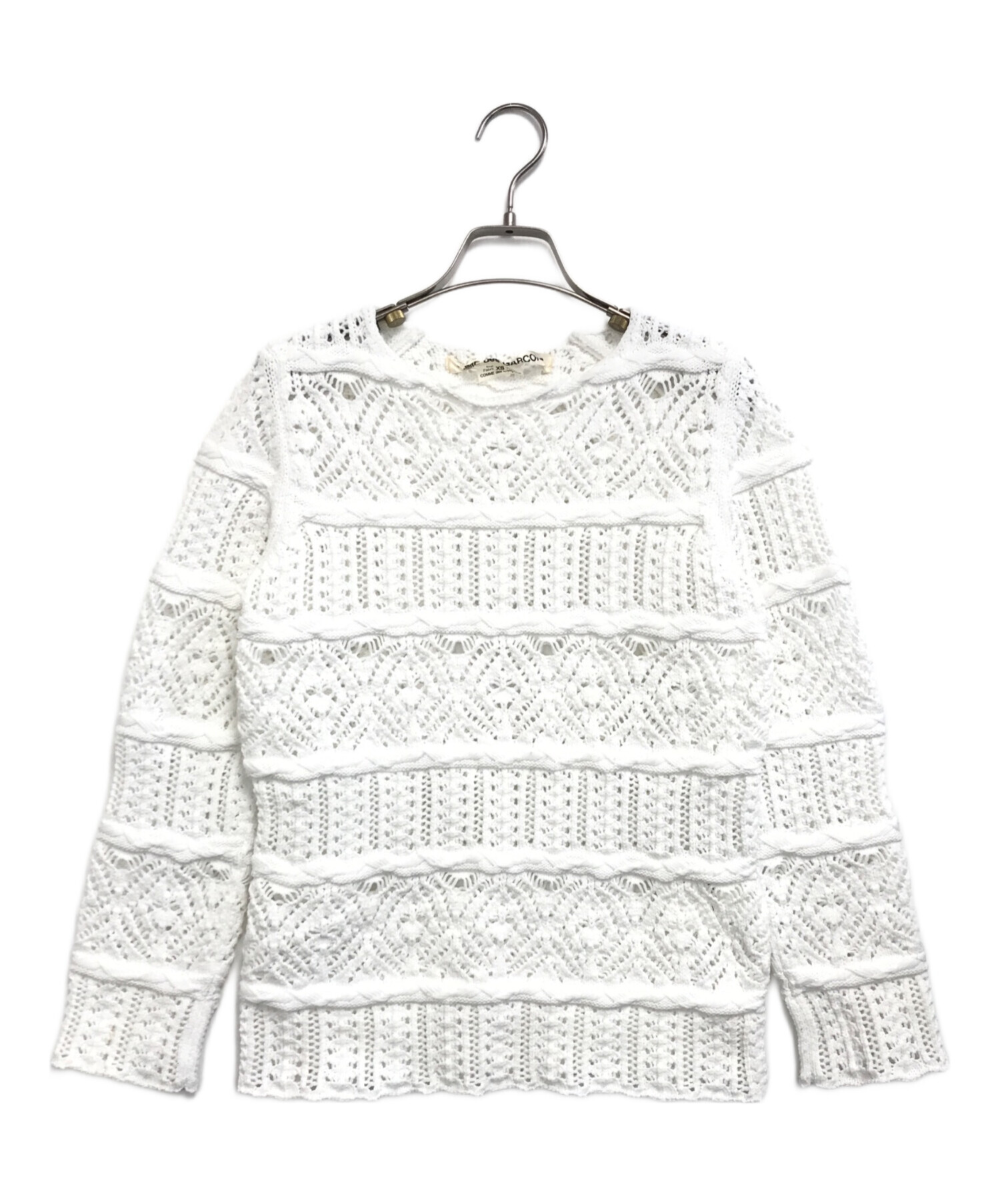 コムデギャルソンコムデギャルソン 衿フリル付きホワイトニットセーター コムデギャルソンコムデギャルソン 衿フリル付きホワイトニットセーター