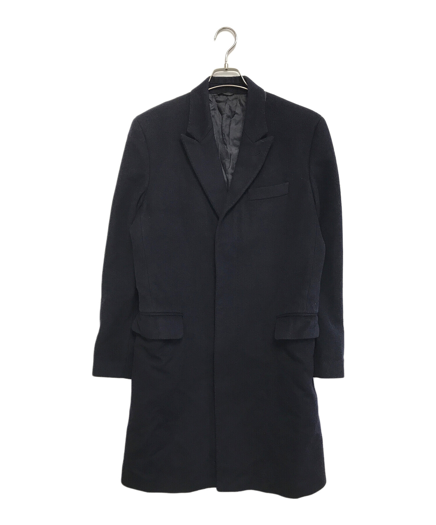 週末価格【本人期】HELMUT LANG ブラック チェスターコート 46 中古・古着通販】HELMUT LANG (ヘルムートラング) チェスターコート