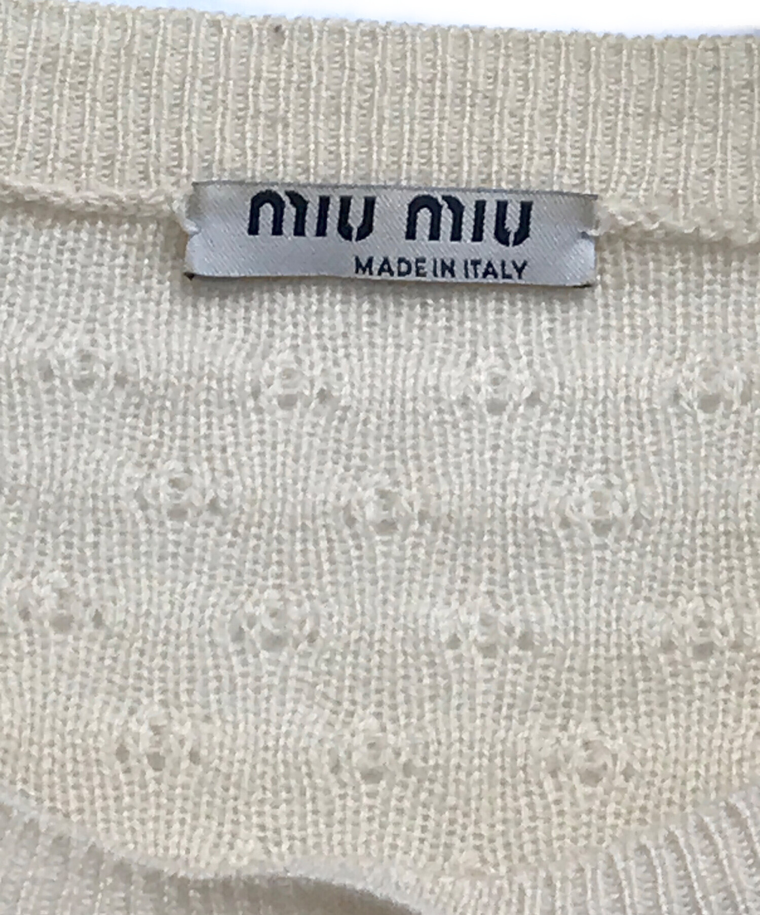 古着 ニット カーディガン ビーズ 刺繍 蝶々 ホワイト 白 itimi 中古