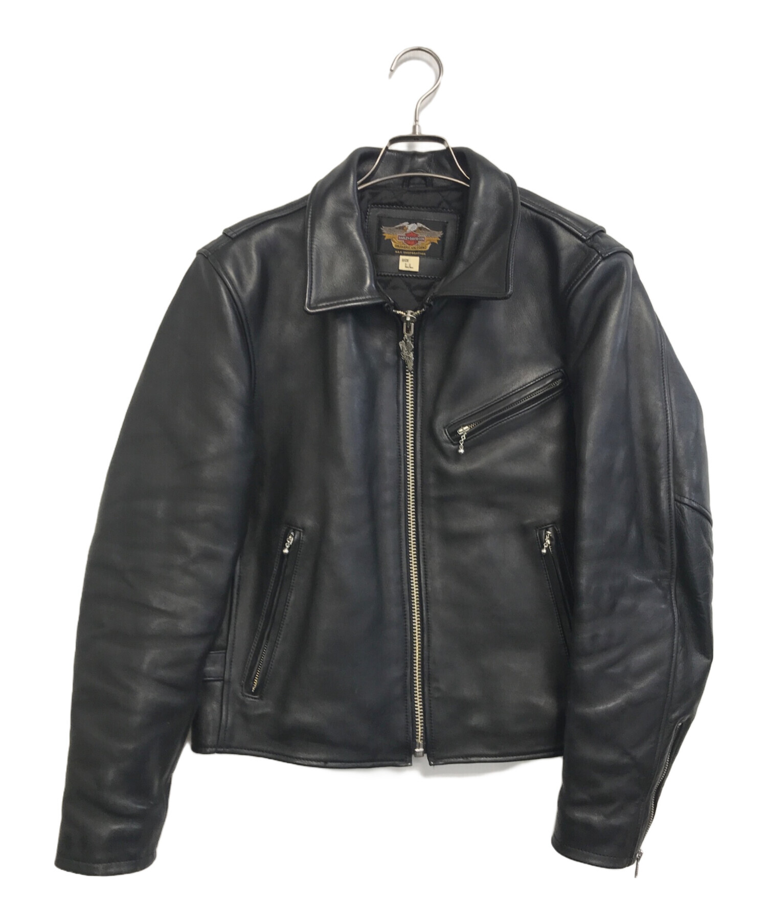 Harley Davidson ハーレーダビッドソン　ブラック　レザージャケット 中古・古着通販】HARLEY-DAVIDSON (ハーレーダビッドソン) レザー