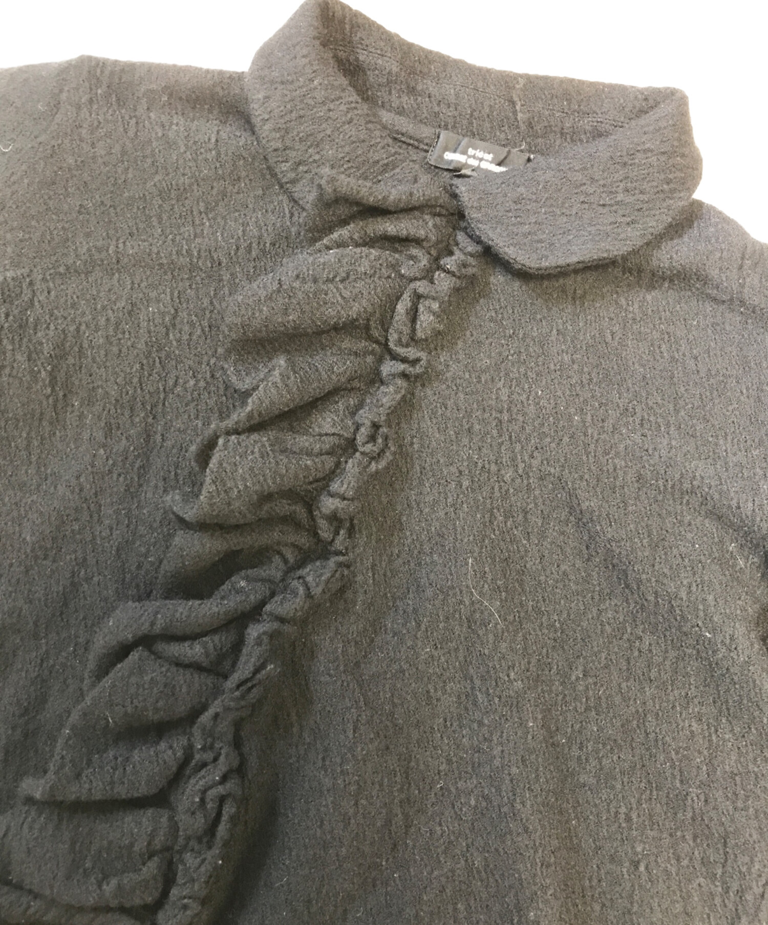 トリココムデギャルソン 丸襟ブラウス トップス フリル バックボタン グレー M 中古・古着通販】tricot COMME des GARCONS (トリココムデギャルソン