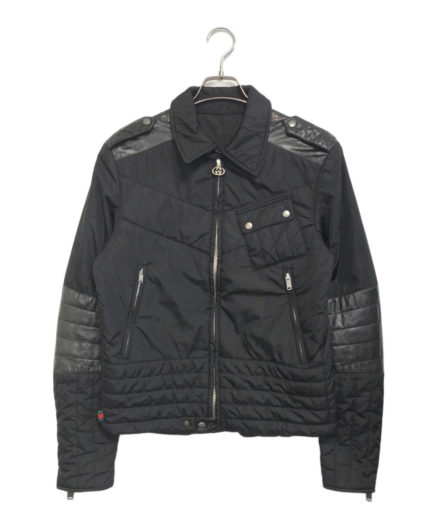 中古・古着通販】GUCCI (グッチ) レザー切替ナイロンジャケット