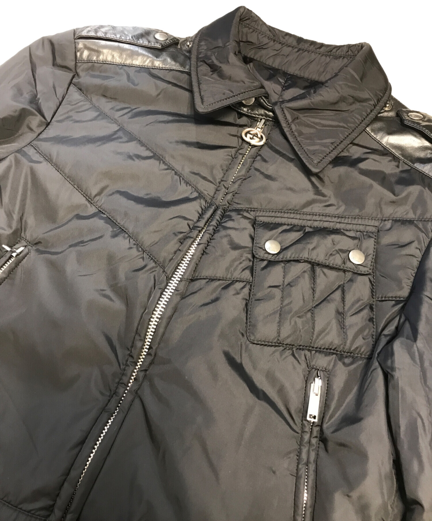 中古・古着通販】GUCCI (グッチ) レザー切替ナイロンジャケット