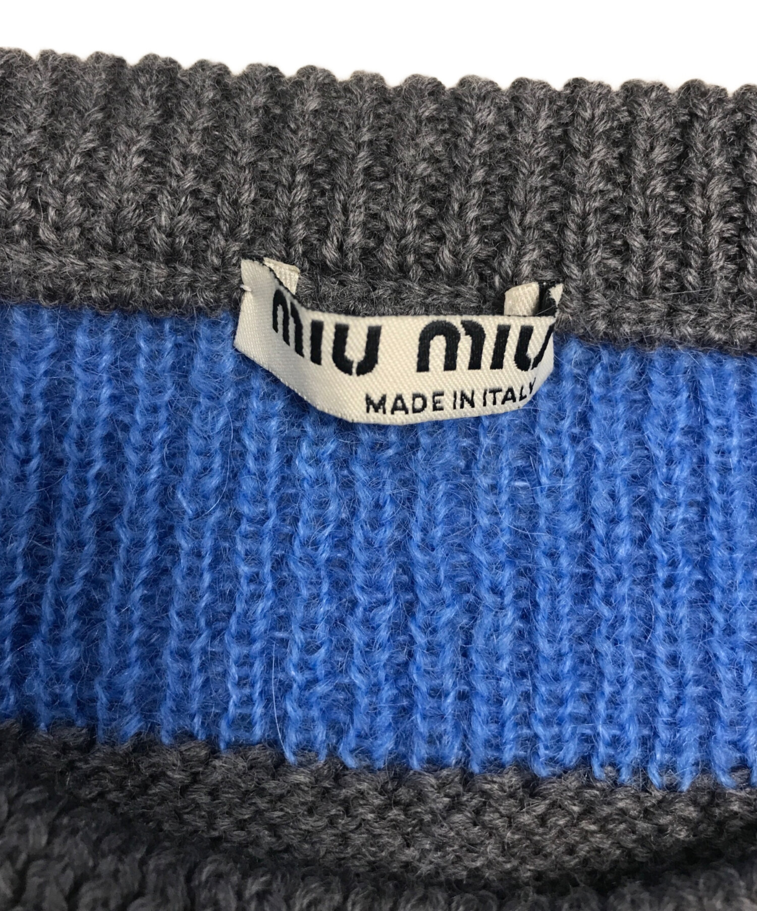 中古・古着通販】MIU MIU (ミュウミュウ) バイカラーニット グレー