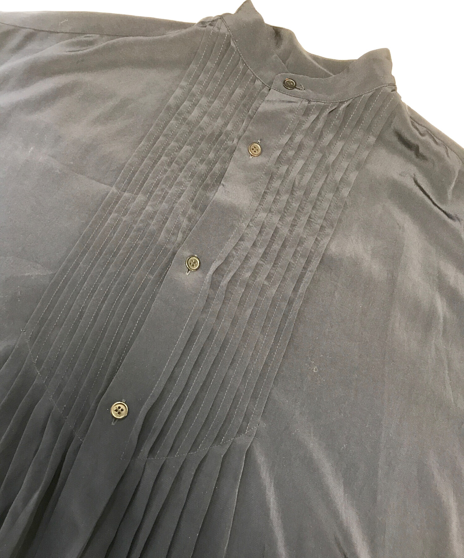 中古・古着通販】Y's (ワイズ) ピンタックシャツワンピース ネイビー