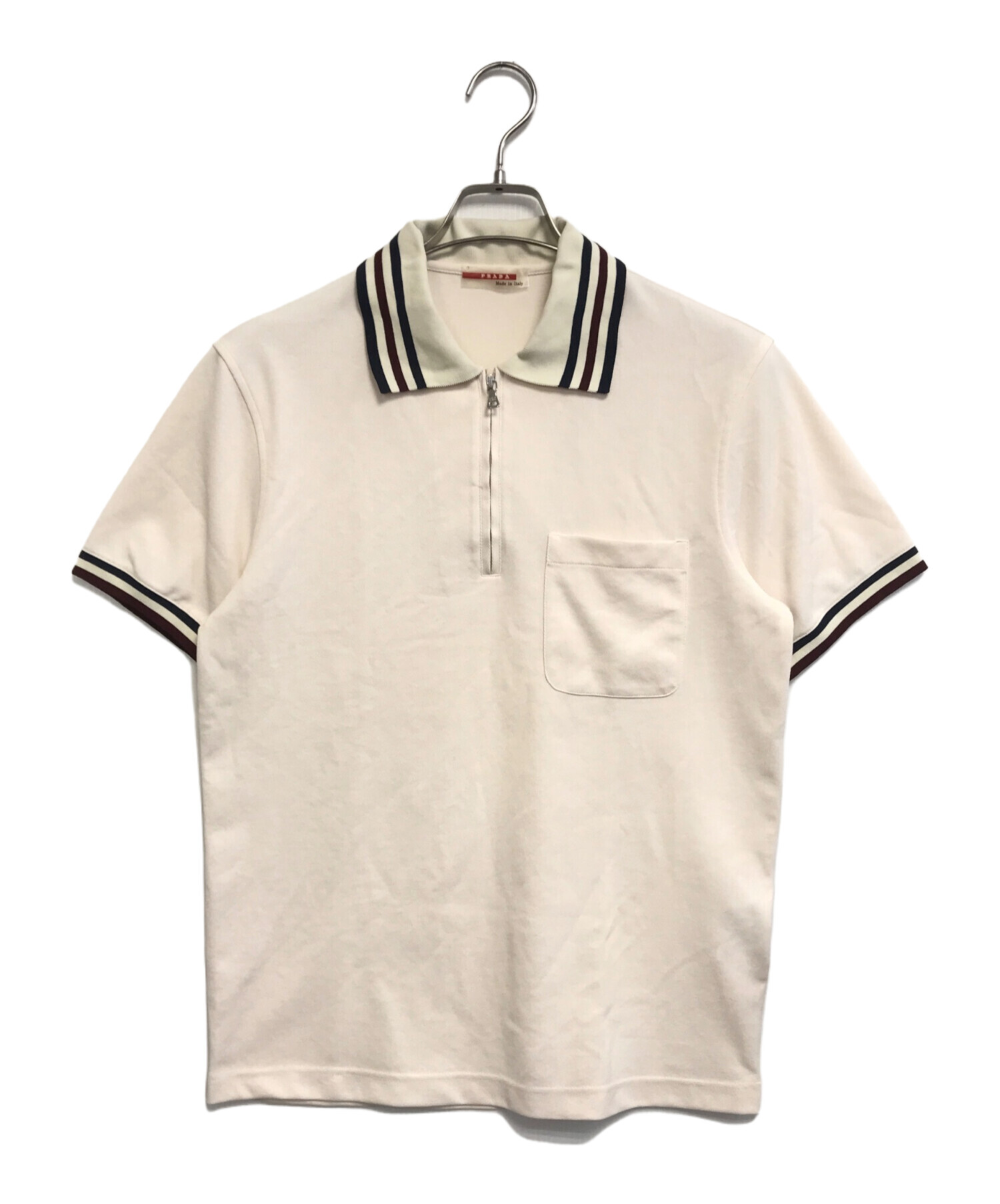 中古・古着通販】PRADA (プラダ) ハーフジップポロシャツ ベージュ