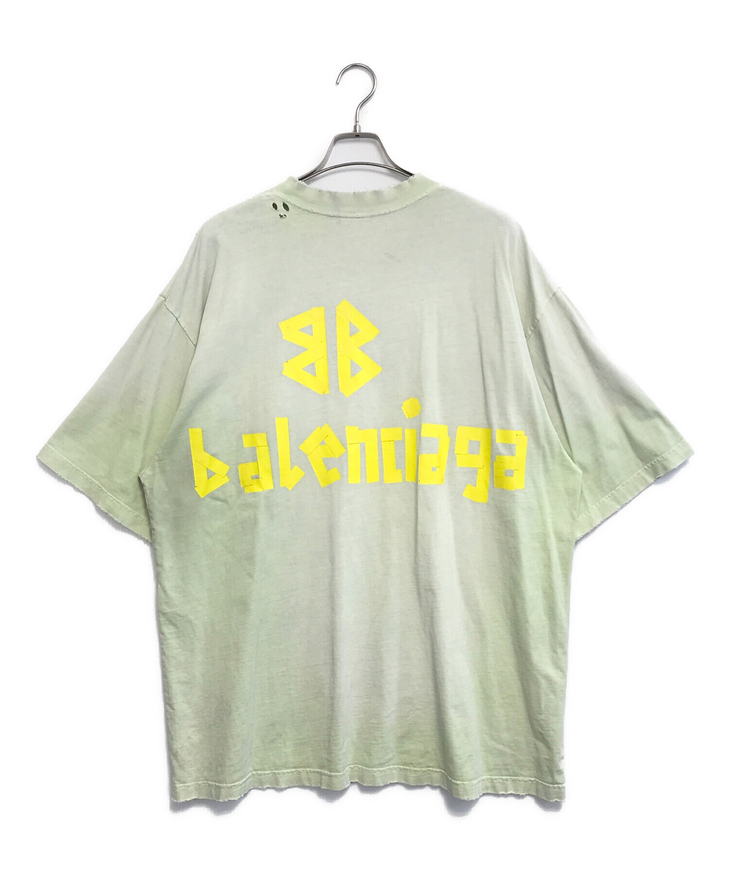 BALENCIAGA ロングスリーブ ロゴTシャツ テープ 中古・古着通販】BALENCIAGA (バレンシアガ) テープロゴTシャツ 黄緑