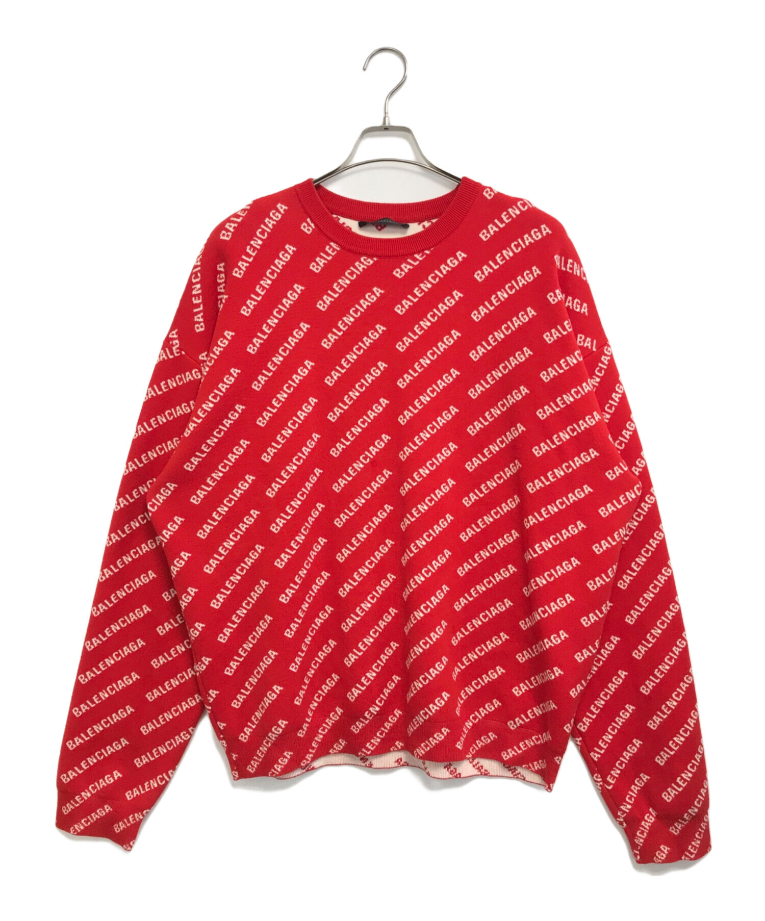 中古・古着通販】BALENCIAGA (バレンシアガ) ロゴニット レッド サイズ
