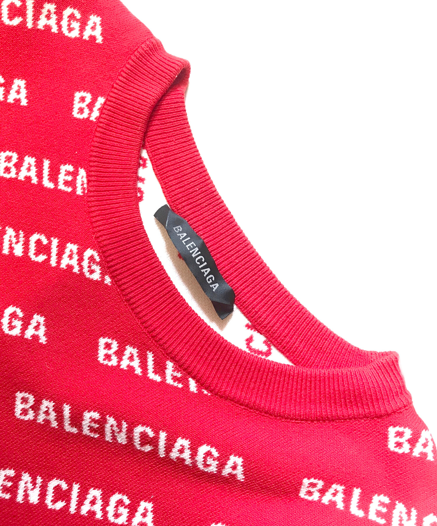 中古・古着通販】BALENCIAGA (バレンシアガ) ロゴニット レッド サイズ