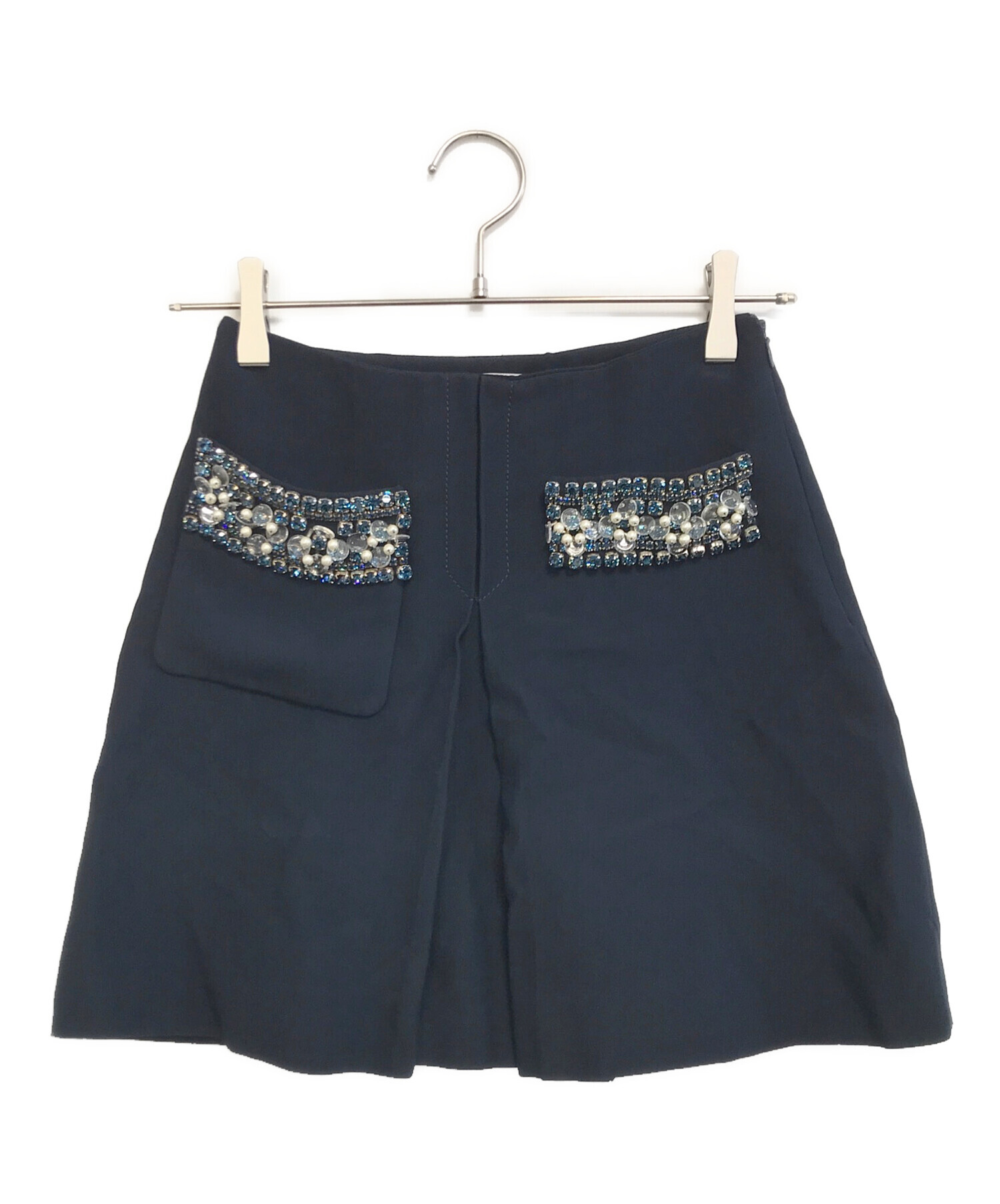 中古・古着通販】MIU MIU (ミュウミュウ) 装飾ミニスカート ネイビー