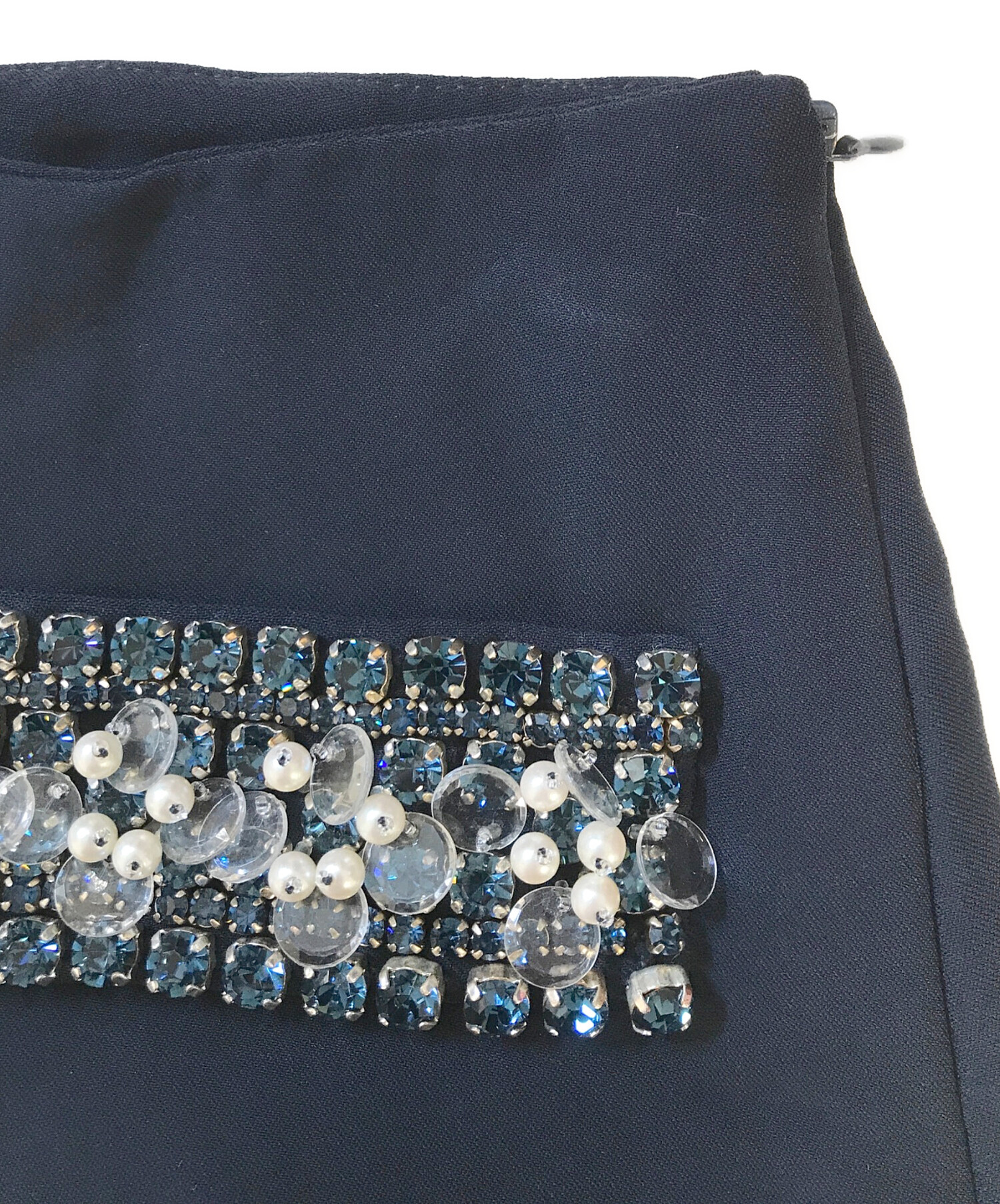 中古・古着通販】MIU MIU (ミュウミュウ) 装飾ミニスカート ネイビー