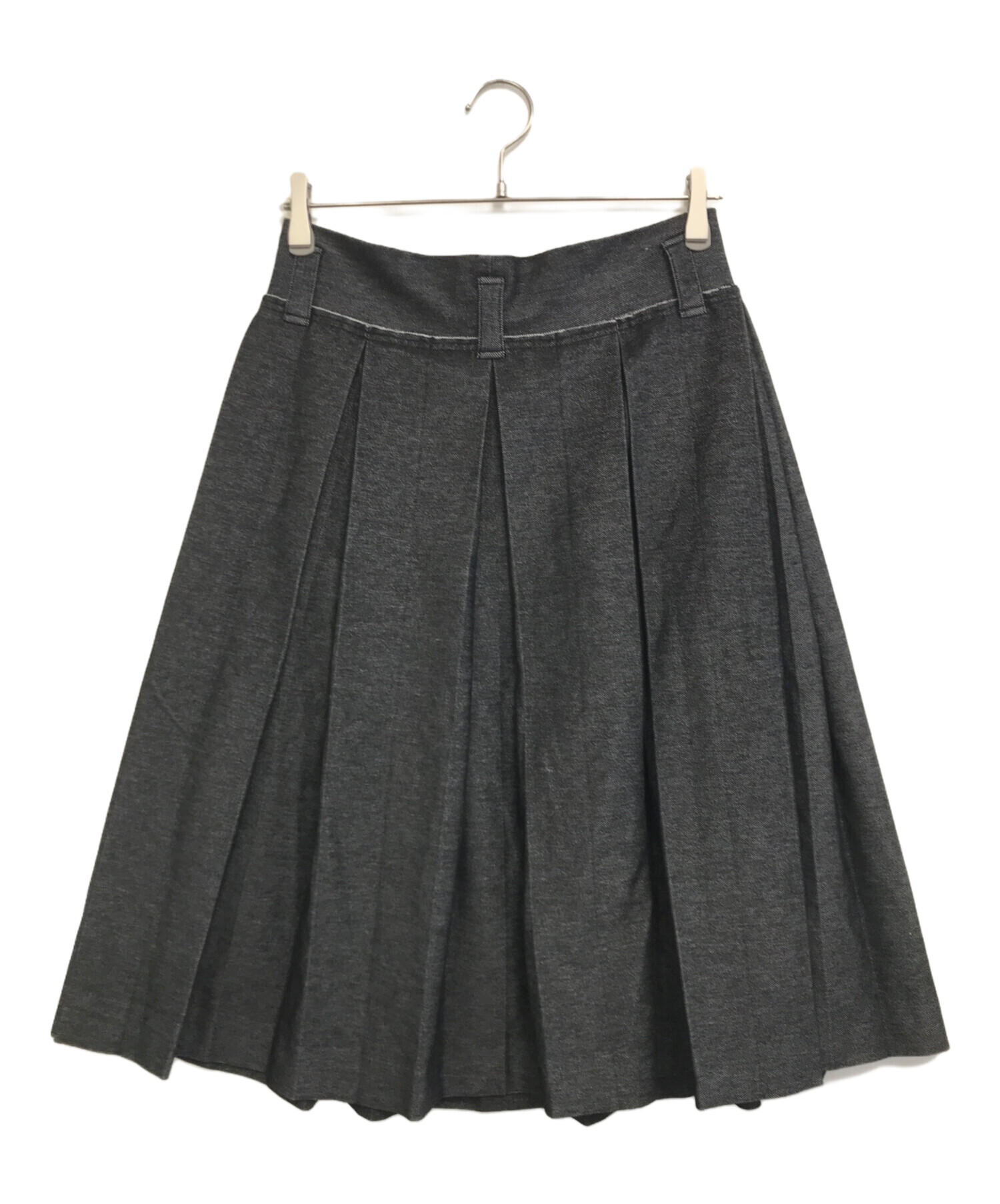 中古・古着通販】Y's (ワイズ) シャンブレープリーツスカート ブラック