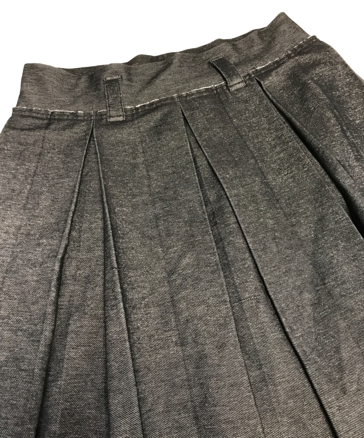 中古・古着通販】Y's (ワイズ) シャンブレープリーツスカート ブラック