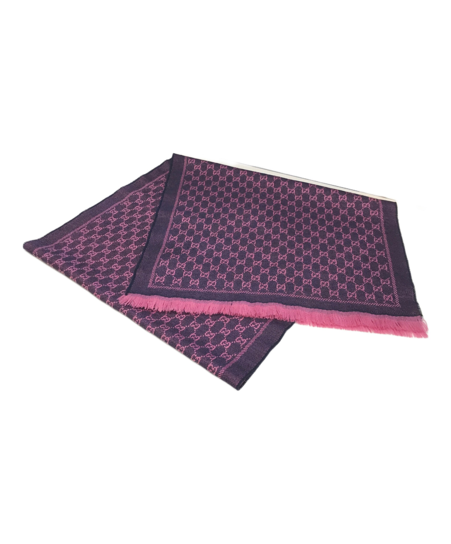 中古・古着通販】GUCCI (グッチ) GG柄ジャガードウールマフラー ピンク