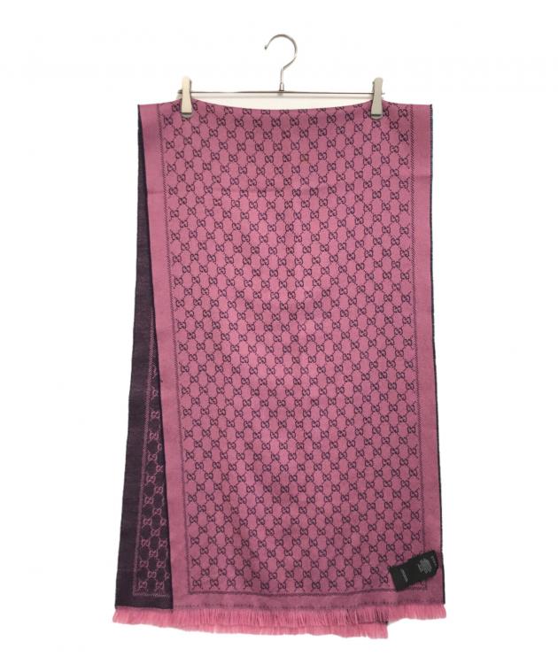 中古・古着通販】GUCCI (グッチ) GG柄ジャガードウールマフラー ピンク
