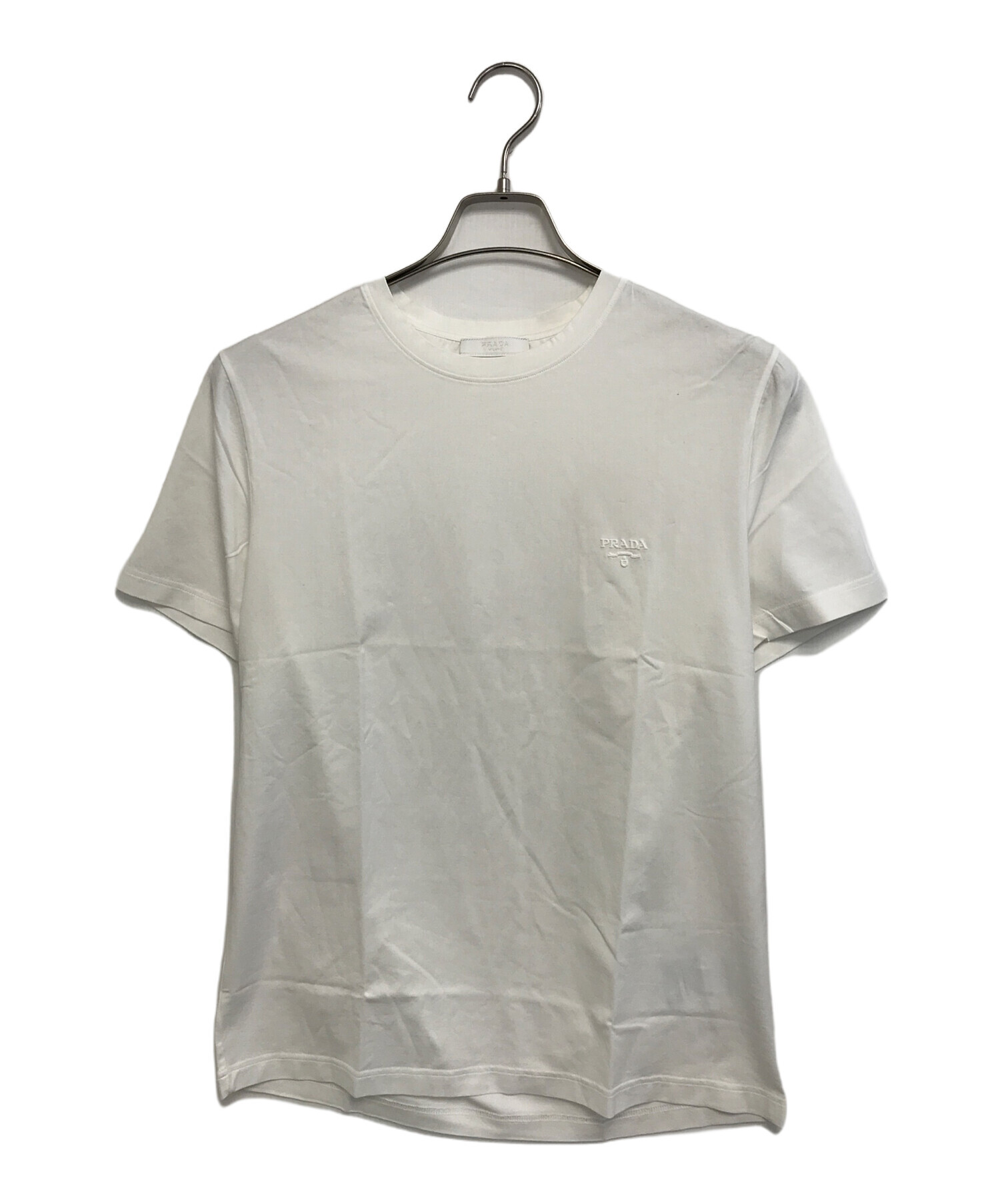 中古・古着通販】PRADA (プラダ) ロゴ刺繍Tシャツ ホワイト サイズ:M 