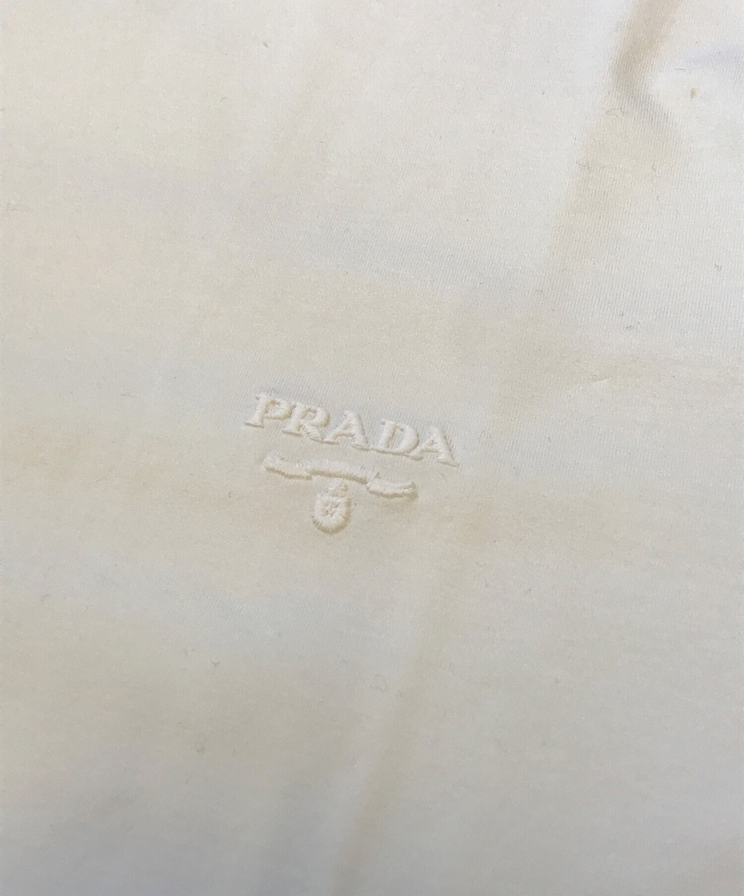 中古・古着通販】PRADA (プラダ) ロゴ刺繍Tシャツ ホワイト サイズ:M 