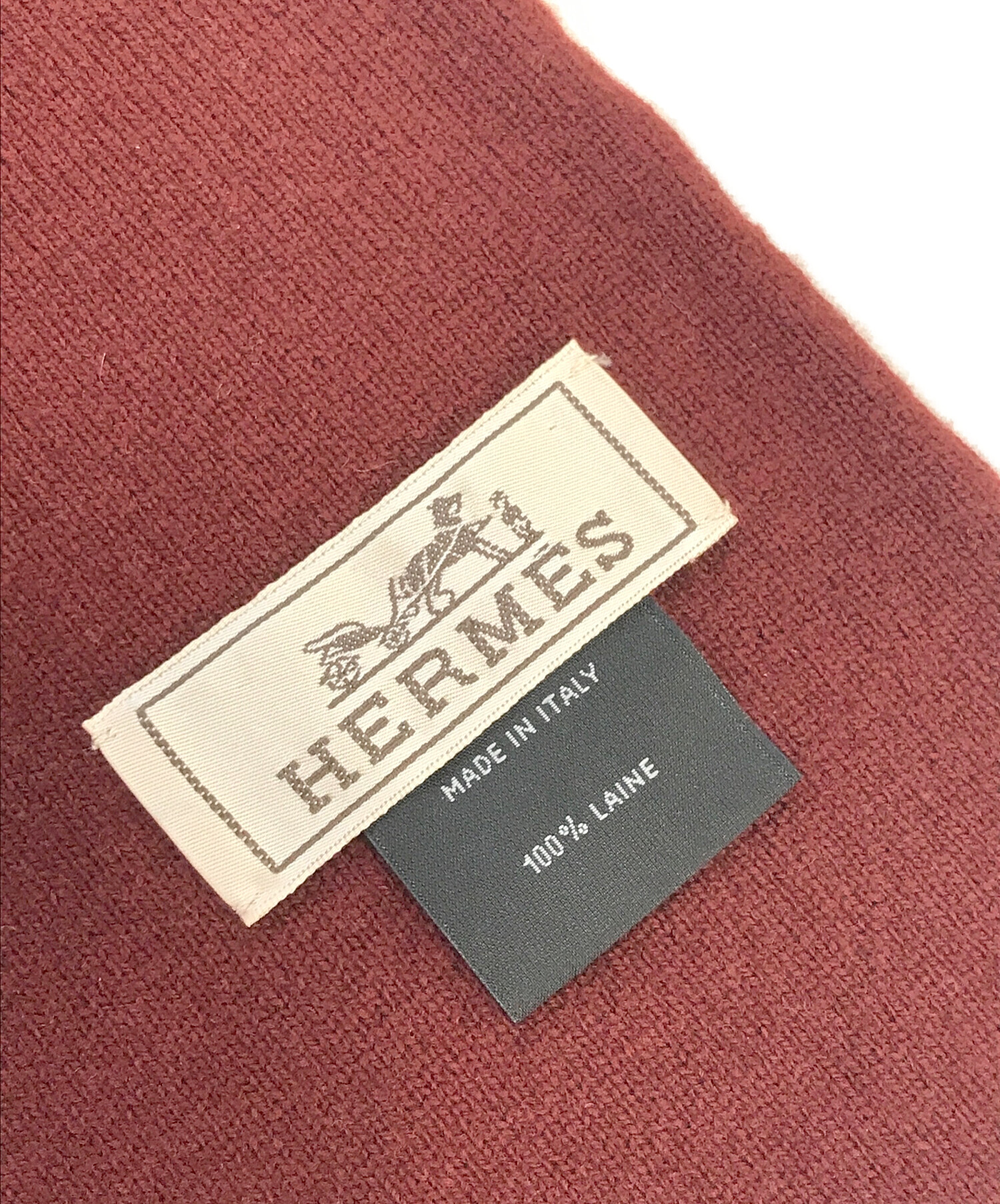 中古・古着通販】HERMES (エルメス) ウールニットマフラー ブラウン 