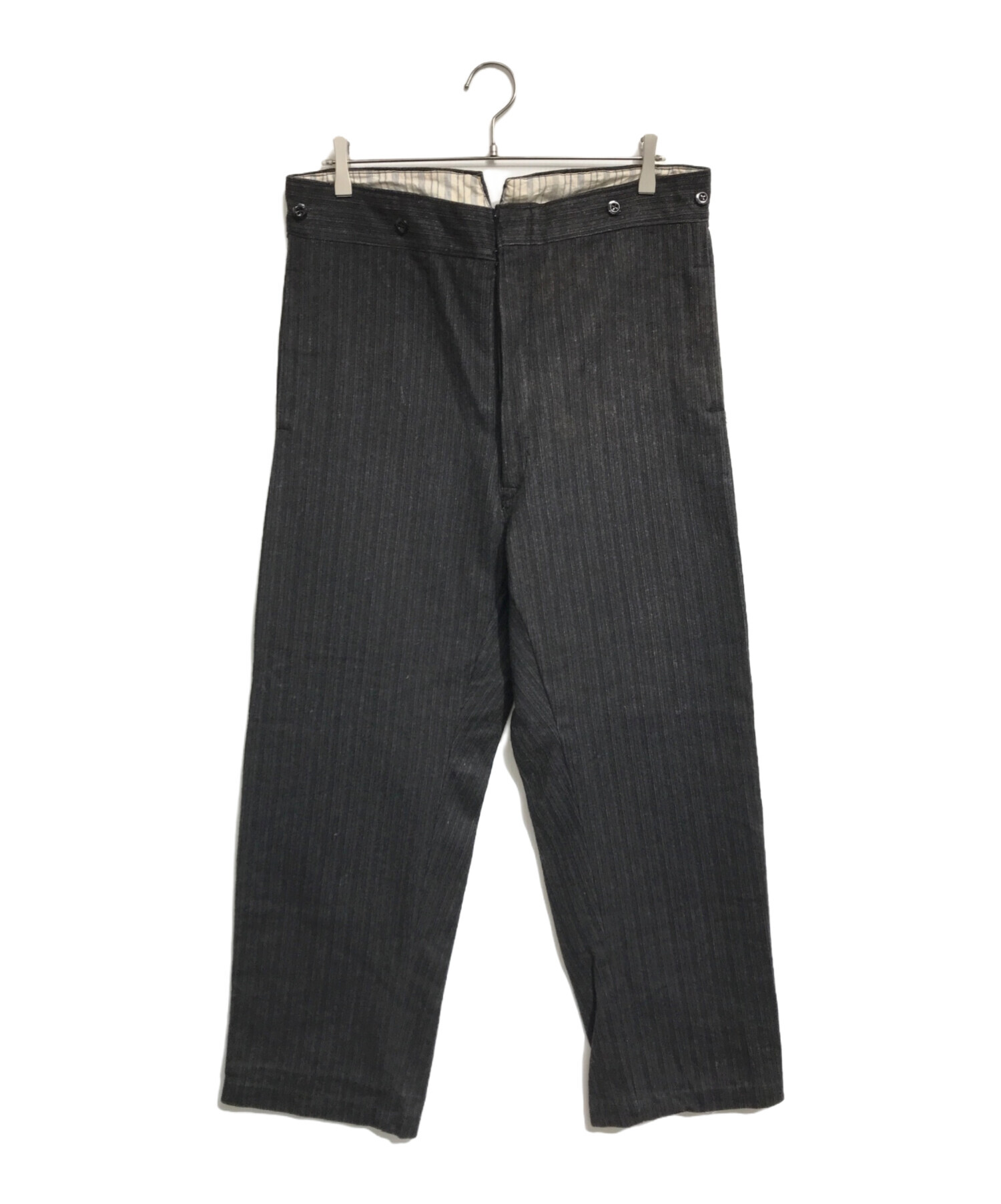 80s ウールスラックス ブラック 黒 古着 vintage ストライプ パンツ 中古・古着通販】VINTAGE (ヴィンテージ) ストライプウールパンツ