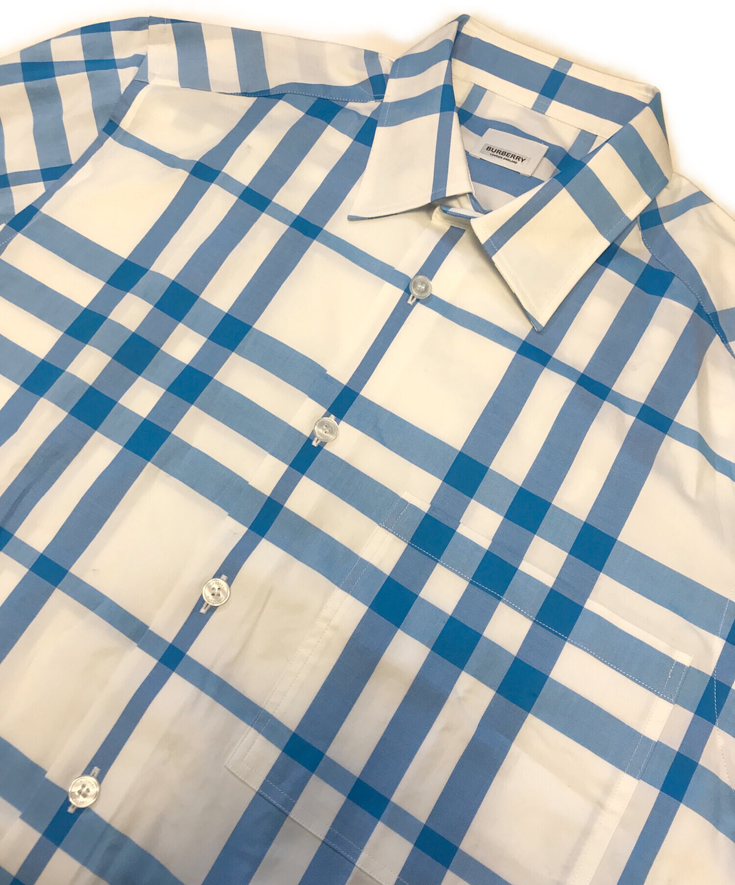 中古・古着通販】BURBERRY (バーバリー) チェックシャツ スカイブルー