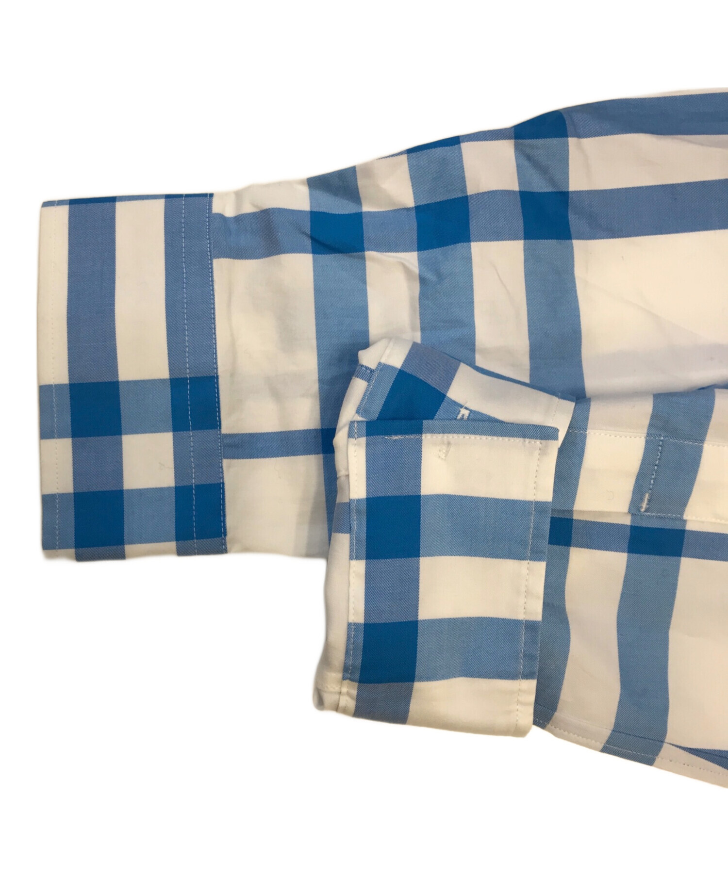 BURBERRY チェックシャツ ブラウス XL 中古・古着通販】BURBERRY (バーバリー) チェックシャツ スカイブルー