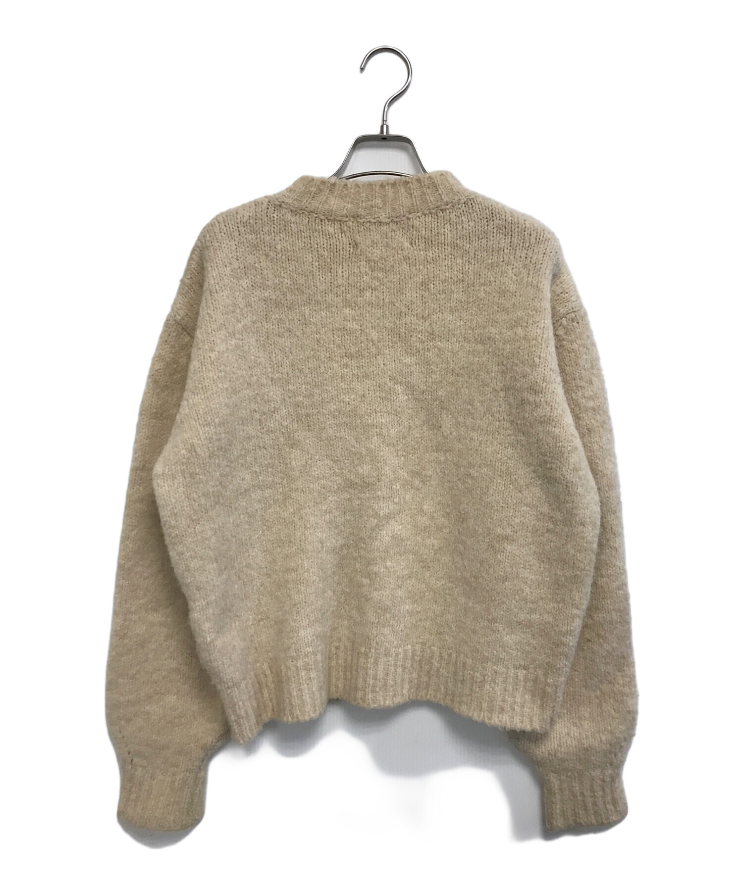 Paloma wool 顔デザイン ベージュニットセーター フリーサイズ Paloma wool 顔のイラスト クロップド ニットセーター ベージュ 【公式