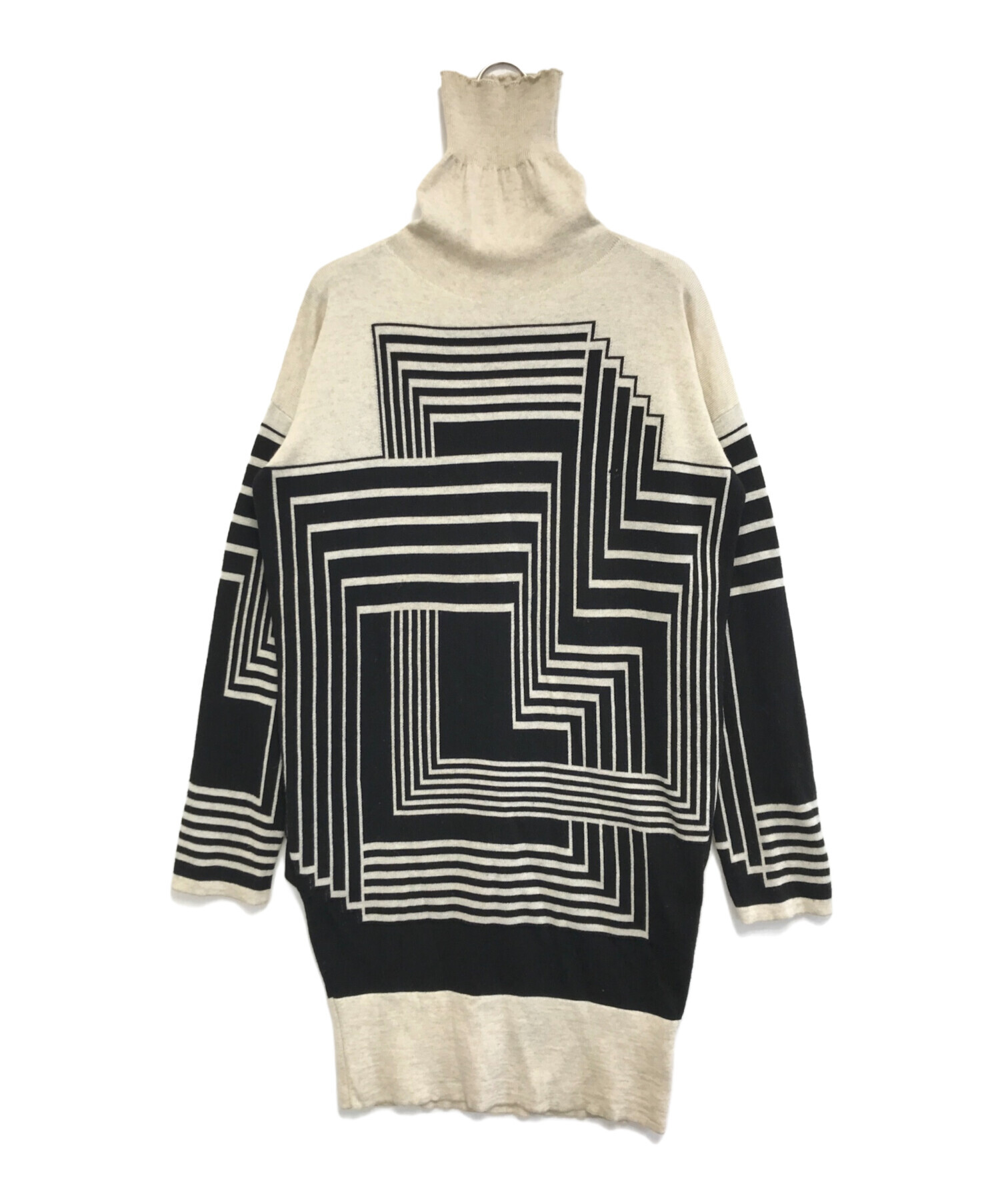 美品　Jean Paul Gaultier ネイビー プリント タートルネック ジャンポールゴルチエ ファムJean Paul GAULTIER FEMME アーガイル