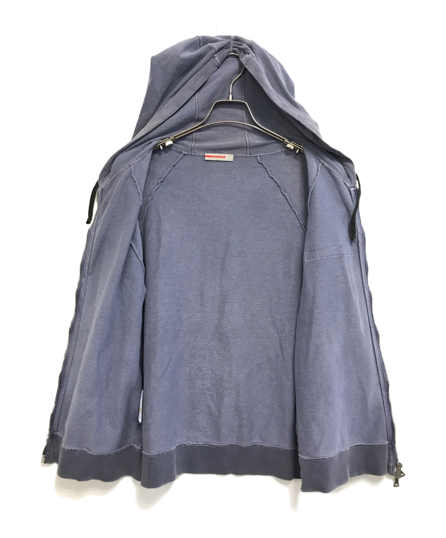 PRADA ネイビー ジップアップパーカー ロゴレザー 希少XS〜S 中古・古着通販】PRADA (プラダ) ロゴジップパーカー パープル サイズ