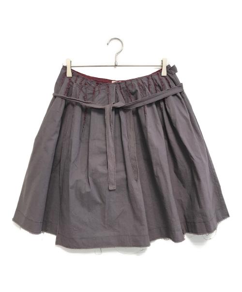 MIU MIU スカート ボルドー グレー サイズ40 中古・古着通販】MIU MIU (ミュウミュウ) 裁断巻きスカート グレー