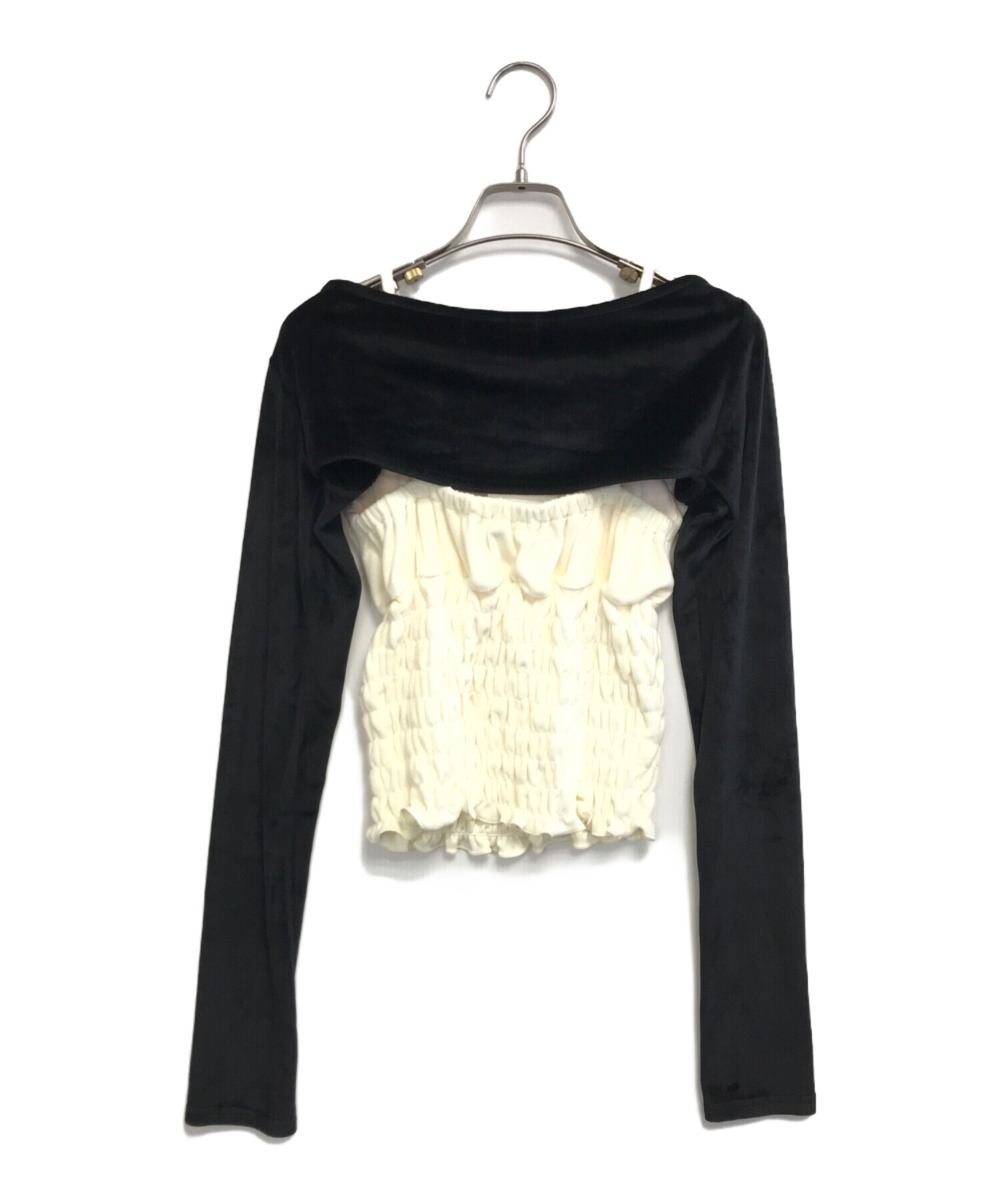 中古・古着通販】ANDMARY (アンドマリー) Mei shirring tops ブラック