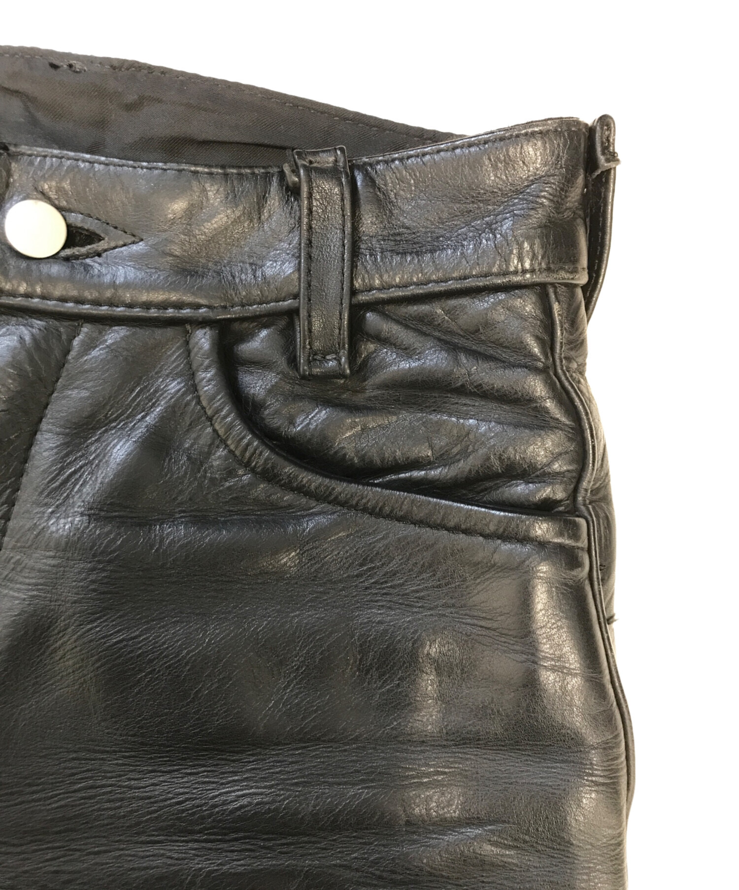 中古・古着通販】VANSON (バンソン) レザーパンツ ブラック サイズ:28