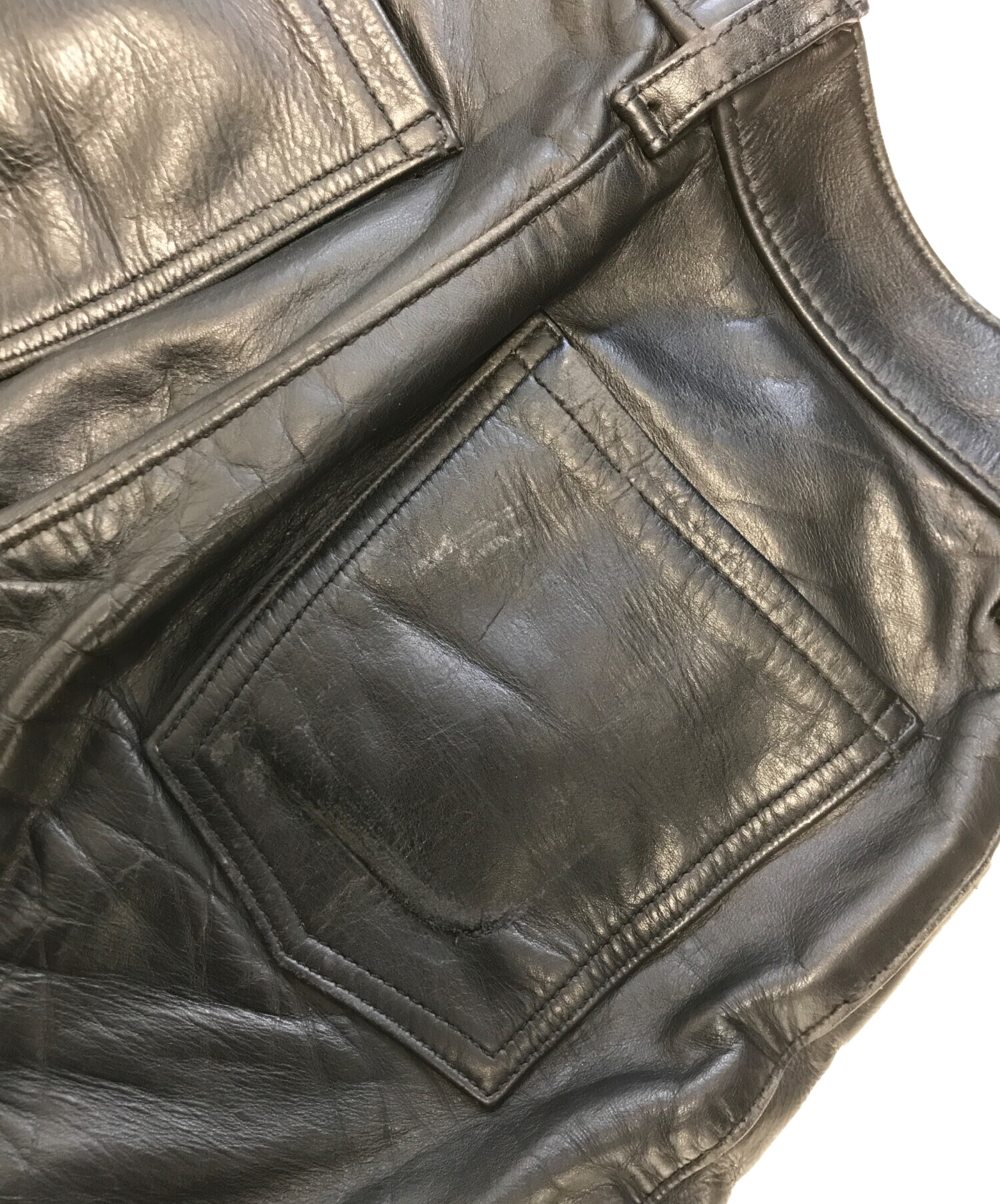 中古・古着通販】VANSON (バンソン) レザーパンツ ブラック サイズ:28