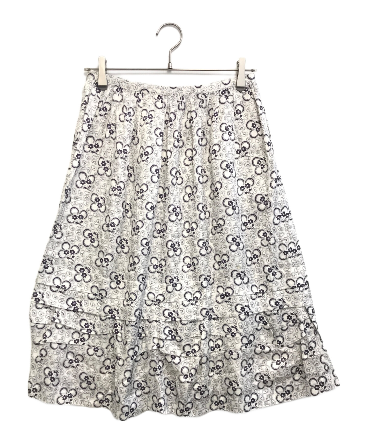 ★トリココムデギャルソン・花柄紐ラップスカート ・麻レーヨン・ホワイト系 中古・古着通販】tricot COMME des GARCONS (トリココムデギャルソン