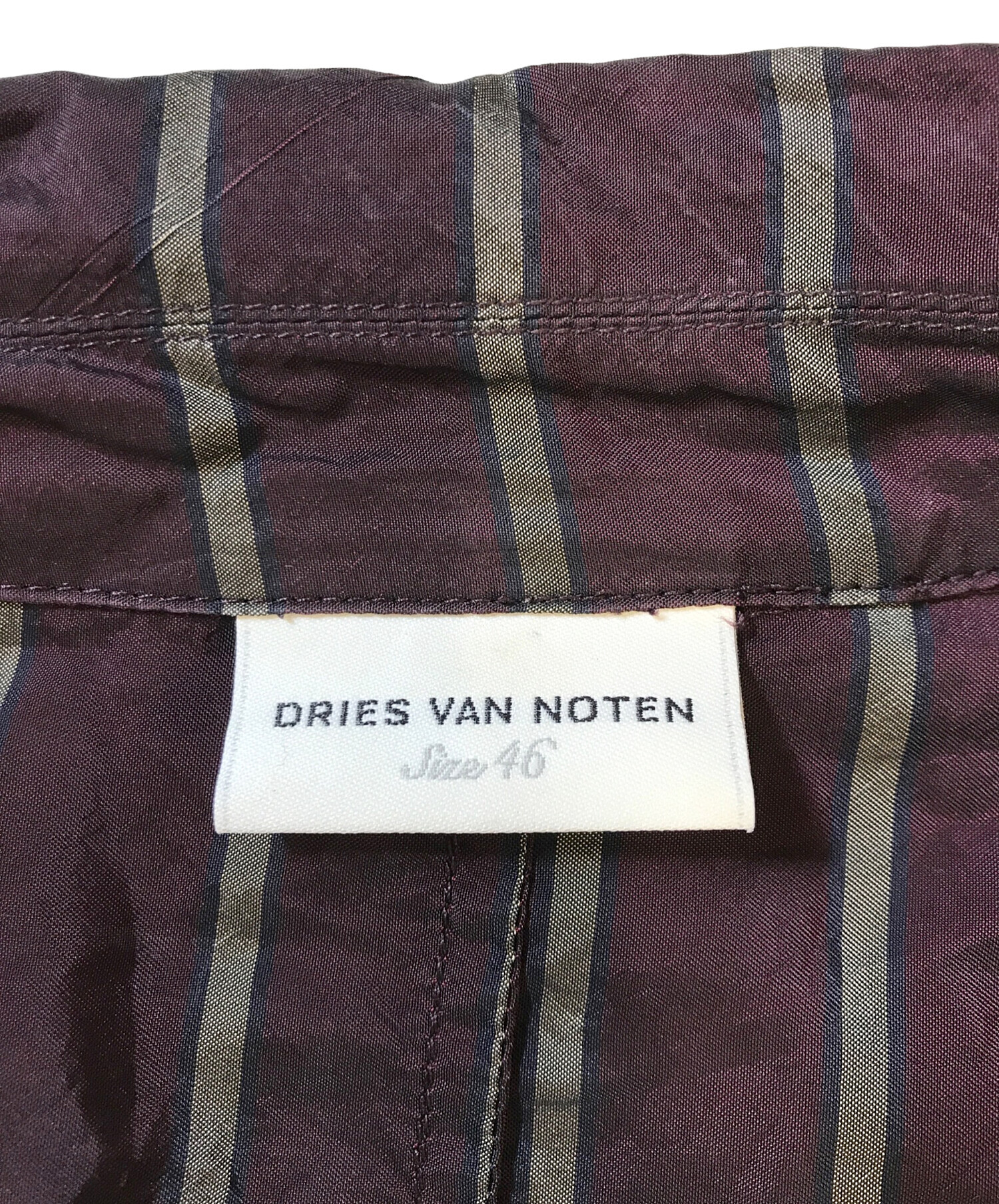 DRIES VAN NOTEN テーラードジャケット ストライプ 総裏 赤 46 中古・古着通販】DRIES VAN NOTEN (ドリスヴァンノッテン) ストライプ
