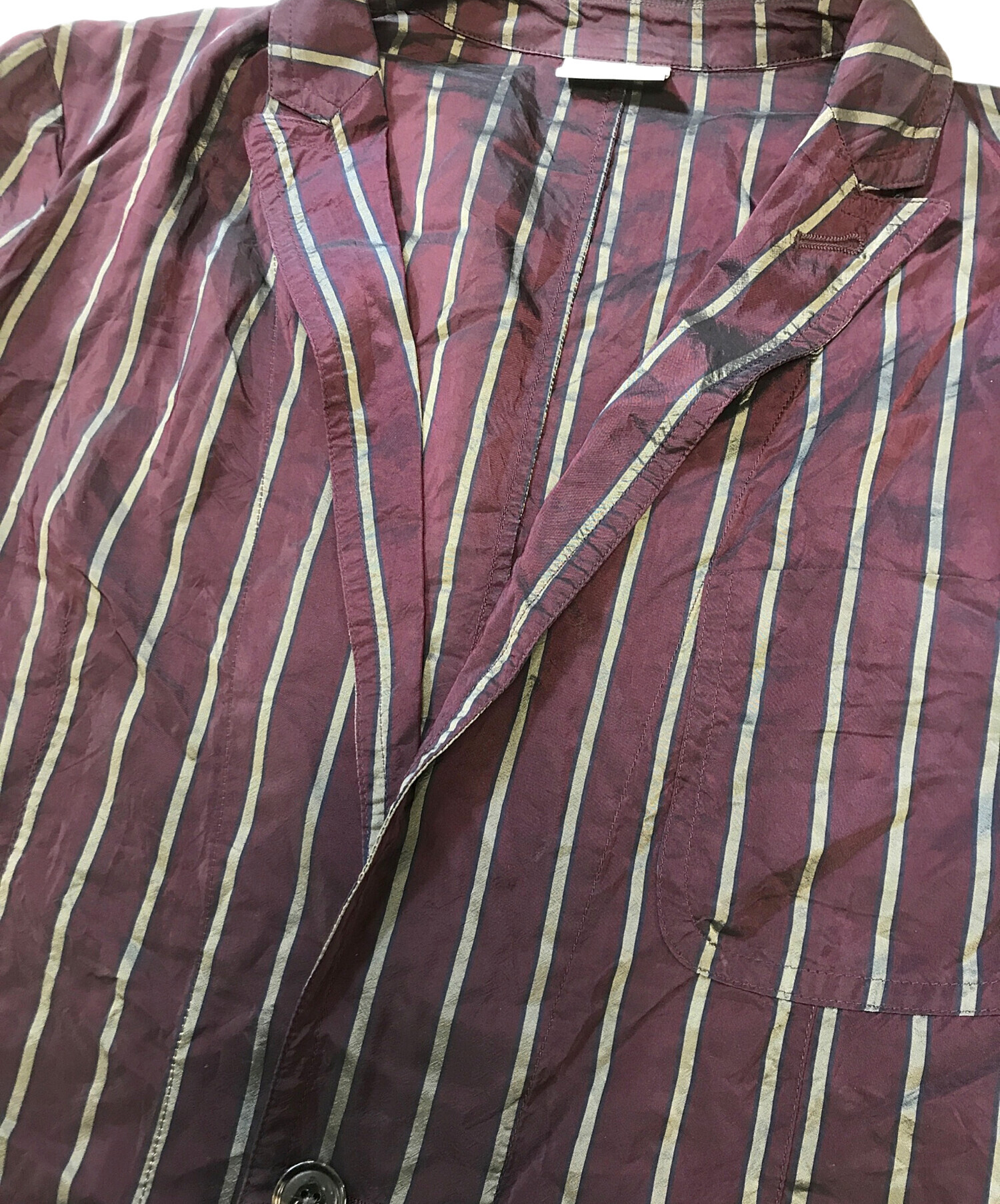 DRIES VAN NOTEN コットンリネンダブルジャケット パープル 中古・古着通販】DRIES VAN NOTEN (ドリスヴァンノッテン) ストライプ