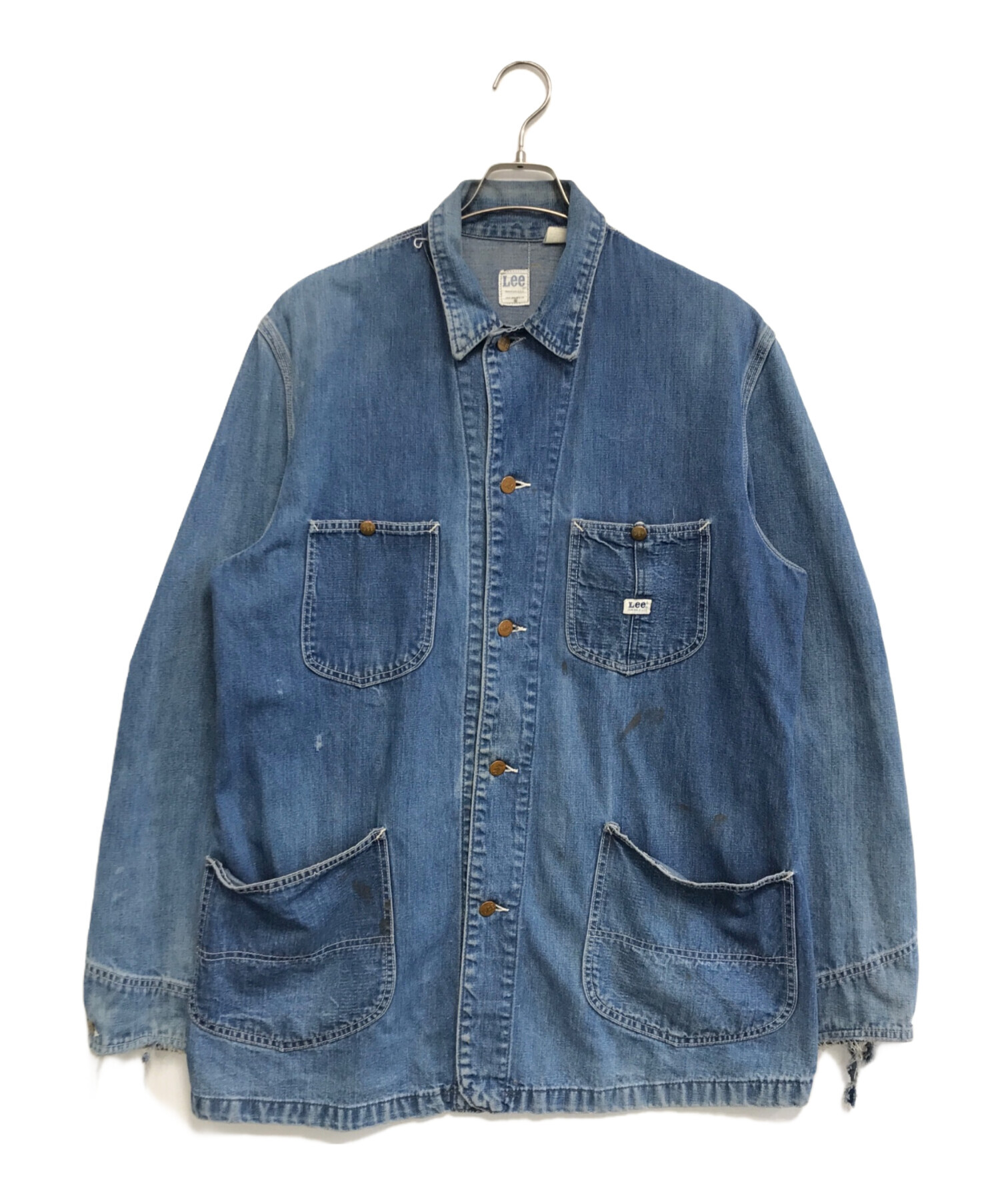 Lee 91-j 復刻 サイズ40 縦落ち ハウスタグ 足長L インディゴ 中古・古着通販】LEE (リー) 91-j カバーオール インディゴ サイズ