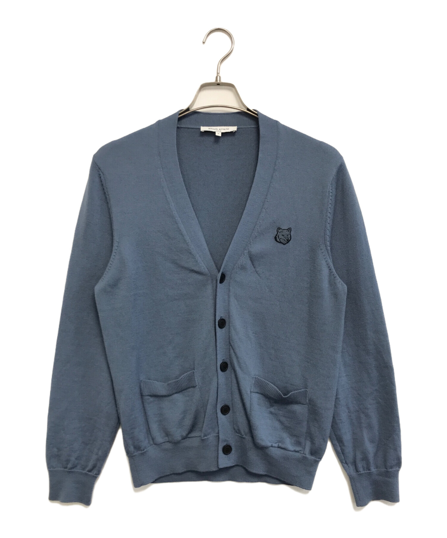 MAISON KITSUNE フォックス カーディガン Sサイズ ライトブルー 中古・古着通販】maison kitsune (メゾンキツネ) BOLD FOX HEAD PATCH