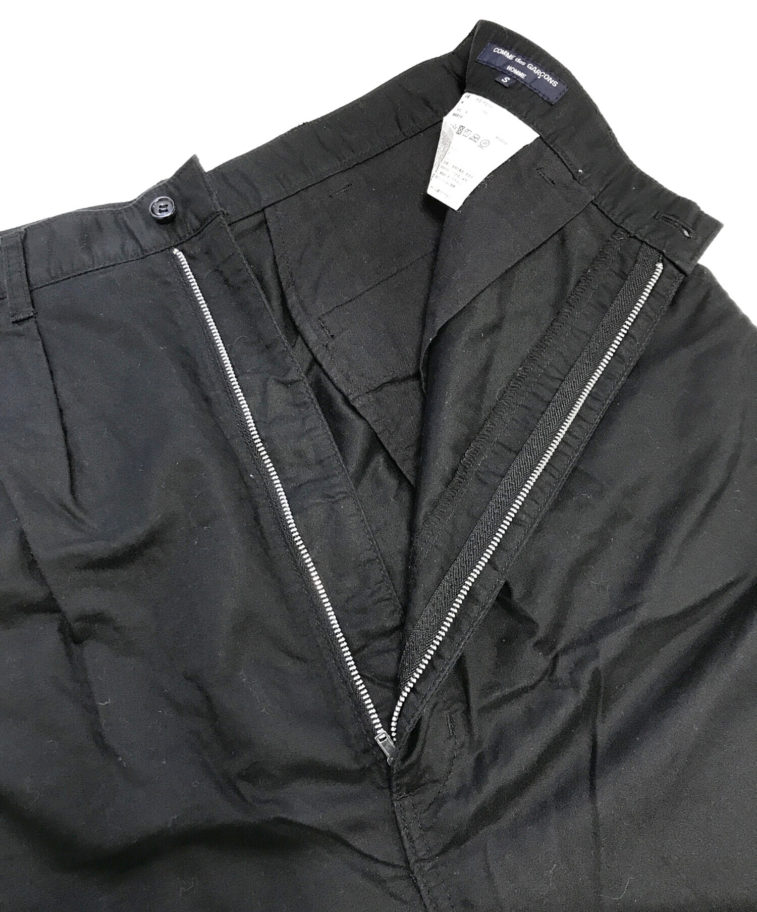 希少コムデギャルソンオム AD2003 田中オムサキソニ–フラノ1タックパンツ黒 中古・古着通販】COMME des GARCONS HOMME (コムデギャルソン オム