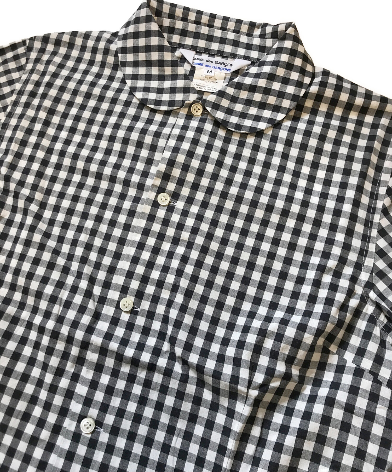 コムデギャルソン 丸襟 ギンガムチェック ブラウス  S エードット a. COMME des GARCONS - コムデギャルソン 丸襟 ギンガムチェック