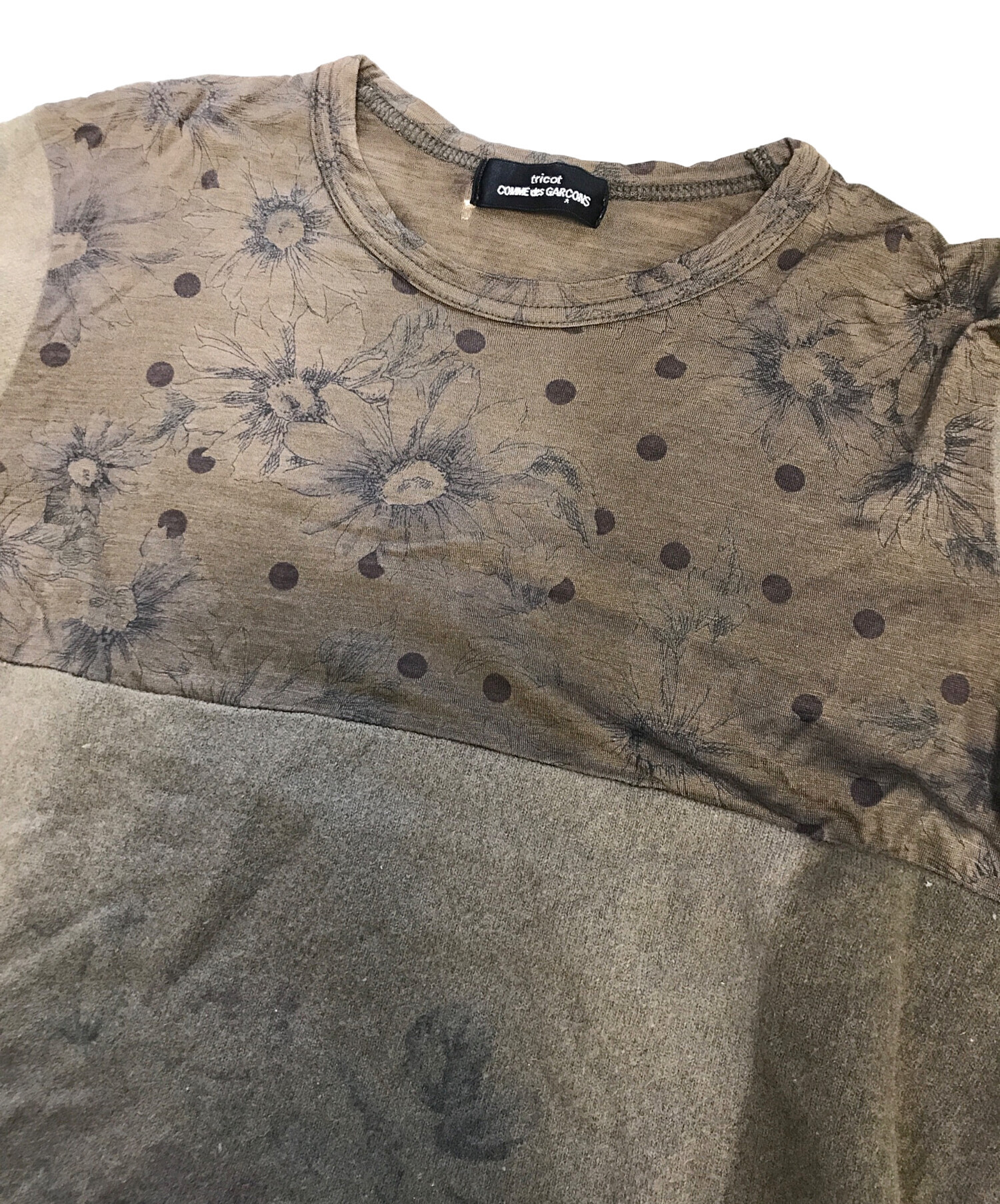 トリココムデギャルソン　AD1995　花柄切替ニット　トップス　アーカイブ トリココムデギャルソンtricot COMME des GARCONS 花柄フロッキー