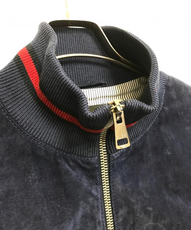中古・古着通販】GUCCI (グッチ) スエード レザージャケット ブルー