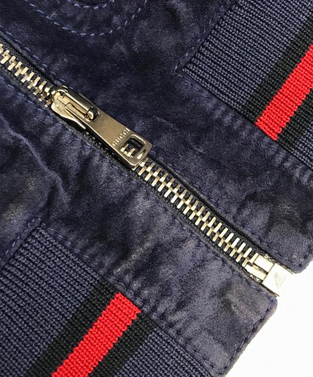 中古・古着通販】GUCCI (グッチ) スエード レザージャケット ブルー