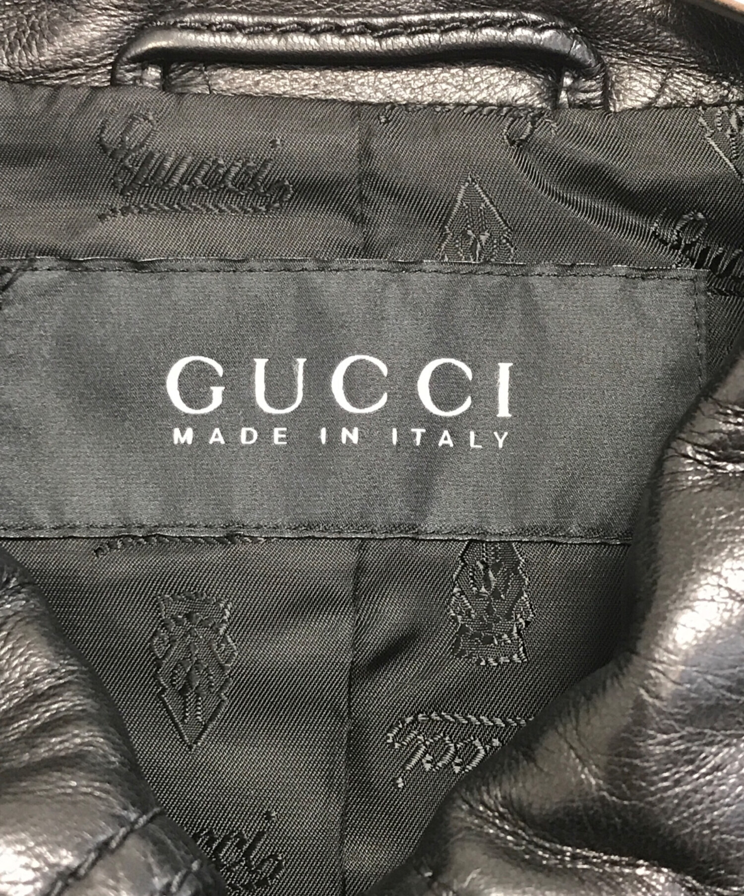 中古・古着通販】GUCCI (グッチ) レザージャケット ブラック サイズ:46 