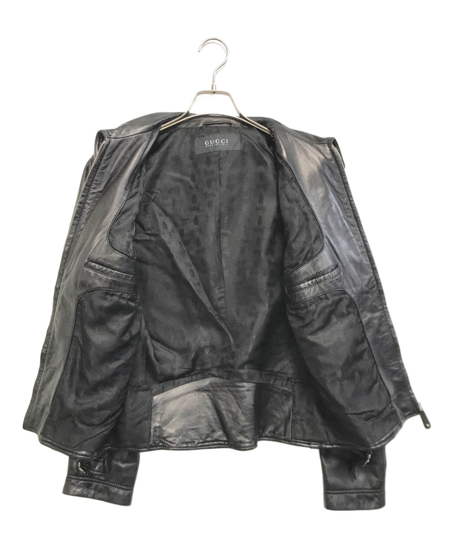 中古・古着通販】GUCCI (グッチ) レザージャケット ブラック サイズ:46 