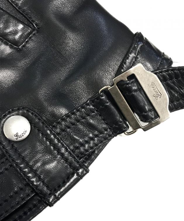 中古・古着通販】GUCCI (グッチ) レザージャケット ブラック サイズ:46
