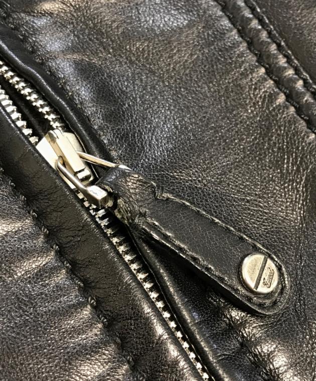 中古・古着通販】GUCCI (グッチ) レザージャケット ブラック サイズ:46