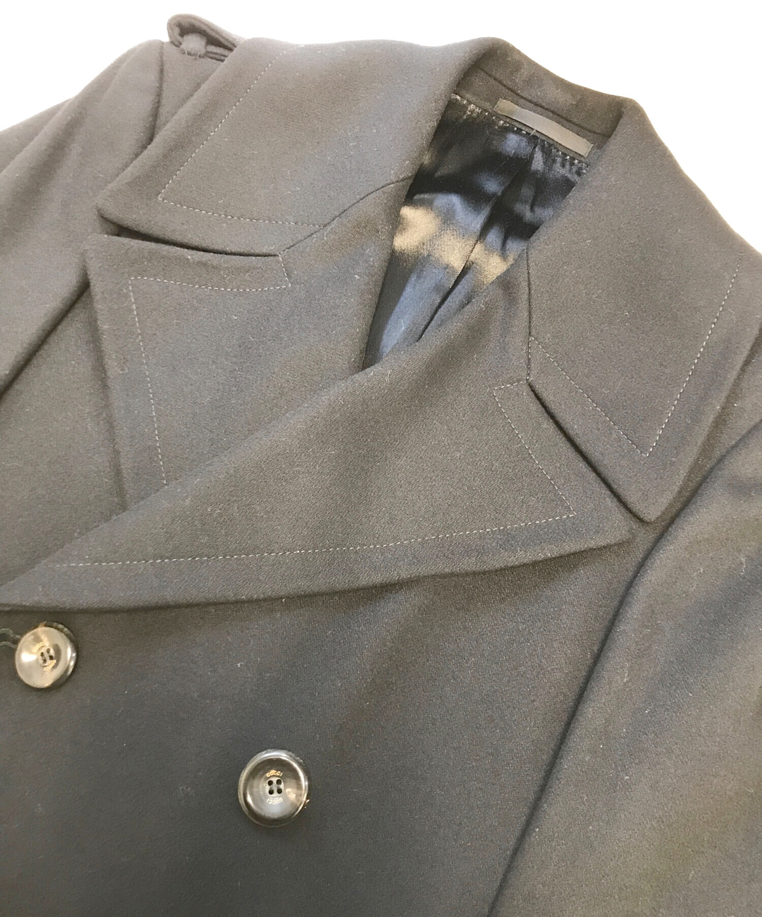 中古・古着通販】GUCCI (グッチ) ウールPコート ブラック サイズ:44R